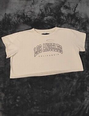 Beige Distressed California Graphic Crew Neck Men's T-Shirt XL